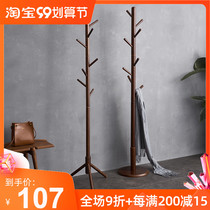 Solid wood coat rack single pole floor-to-ceiling clothes rack simple hanger household room bedroom hanger bag rack