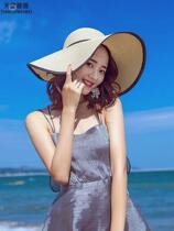 Hat woman summer sun-proof hat foldable straw hat out of the eaves hat resort fishermans hat beach cap