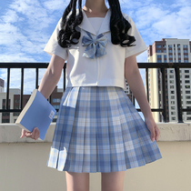 Japanese basic style white Wuben Kansai Sailor jacket college navy style jk uniform pleated skirt set summer