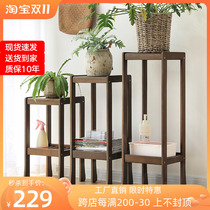 Flower stand solid wood multi-layer room built-in rack balcony flower stand simple flower pot stand simple modern living room corner flower stand