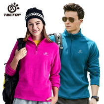 TECTOP exploration autumn and winter outdoor mens and womens semi-cardigan sports plus velvet leisure warm couple pullover fleece