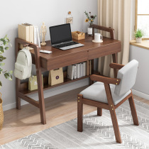 Learning table childrens desk bookshelf integrated solid wood table bedroom student writing desk simple home computer table and chair