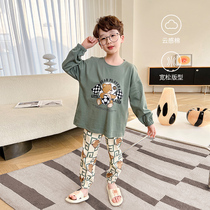 Childrens pajamas spring pure cotton long sleeves of large boys sweating breathable boys home suit can be worn outside