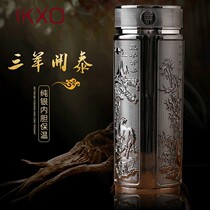 IKXOS999 Pure Silver Liner Cup Snowflake Silver Water Cup Insulated Silver Tea Cup Tea Silver Cup Men Business Gift