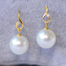 Xinlun 18K gold 9 - 14mm Australian Nanyang white pearl earrings round light ear crash ear decoration