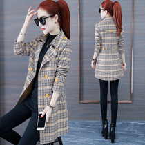 Plaid Jacket Womens Long 2021 Spring and Autumn New Womens Korean Loose Joker Small Fragrant Style Suit Tide
