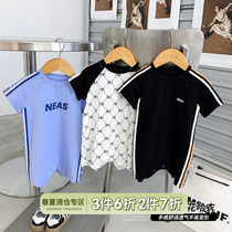 Chen Tai Pig L Mother Baby Boy Casual Ha Clothes Foreign Air Summer Baby Short Sleeve Climbing Clothes Thin Children Out Of Conjoined Clothes