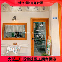 Custom Pine Wood Solid Wood Entrance Door Window Composition Shop Glass Door Sweets Drinks Small Eating Shop Door Clothing Shop