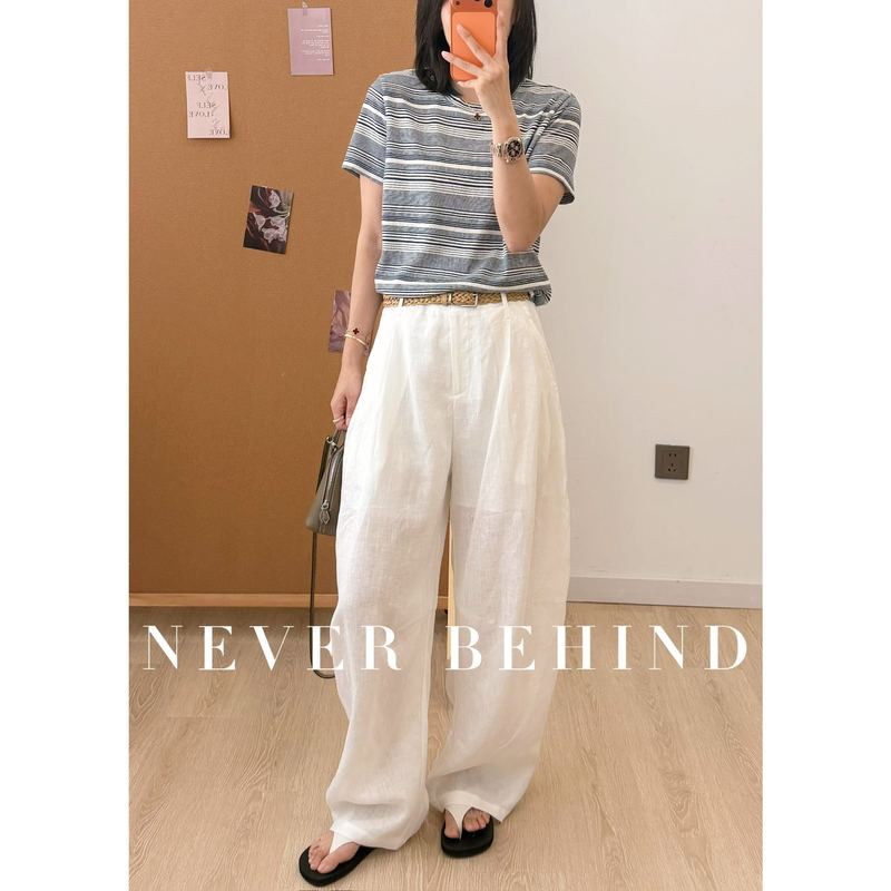 5.31 Never Behind Pure Linen Wide-Leg Pants High-Waisted Loose Slimming Stylish Long Pants
