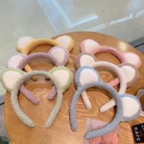 Japanese Gelato Cute Plush Bear Ears Hair Stirrup Autumn Winter Cartoon Head Stirrup Selling Cute Face Pressure Hair Card-issuing Hair Dressing