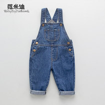Baby strap pants Spring and Autumn Mens Treasure 1 3-year-old baby trousers open file super cute autumn baby denim pants