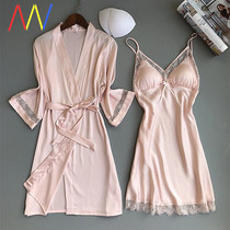 Sleepwear Women silk pajama robe sexy Pajamas night dress A1