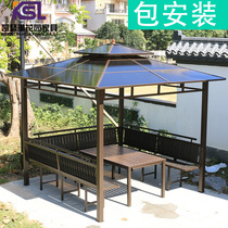  Gazebo Outdoor courtyard Solid wood pavilion Liangting table and chair anti-corrosion wood grape rack Villa awning Tea pavilion Garden