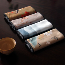 Guofeng painted tea towel absorbent cloth high-end tea tablecloth thick double-sided pot tea towel cloth Zen cotton and hemp cloth