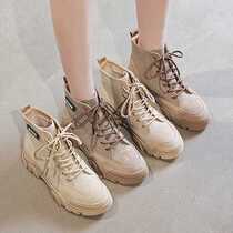 Wenzhou straight hair British style Autumn new Martin boots N83 (pigskin plus denim upper