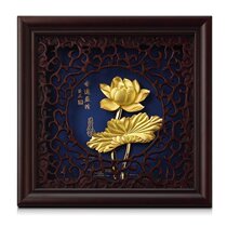 Golden Lotus Lotus three-dimensional gold foil painting modern living room simple decorative painting creative home accessories mural painting