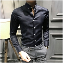 Famous shirt mens long-sleeved 2019 spring and autumn new Korean edition business casual trend handsome non-ironing mens shirt size