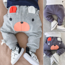 French Jacadi men and women Baby pants spring and autumn thin baby wear big pp pants cartoon Haren pants Cotton