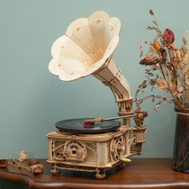 rokr Ruoke retro gramophone DIY handmade wooden model creative birthday gift decoration for girls