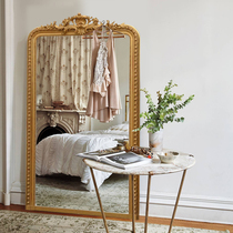 American retro carved high-end full-length mirror home wear mirror European cloakroom change mirror floor mirror land