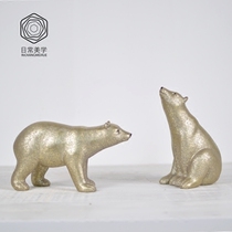 Golden polar bear decoration ornaments cute small animal crafts decoration model room partition window decoration