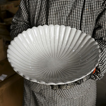 W1962 European Single Nordic Wind Old Retro Black Soil High Temperature Ceramic Chrysanthemum Type Big Mouth Deep Plate Pickled Fish Bowl Pot