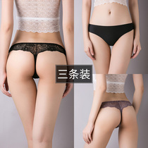 Sexy lace underwear women low waist temptation hot transparent seamless comfortable antibacterial cotton stalls ice thong women