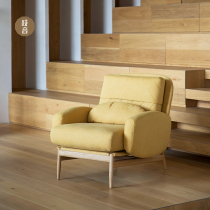 Cheep high collar single sofa Nordic small apartment solid wood living room removable and washable fabric sofa