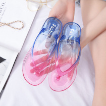 Out padded foot beach Jelly Jelly Flip-flops sandals women Summer crystal transparent fashion outdoor wear seaside skid