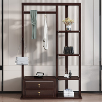 New Chinese style solid wood coat rack multi-functional hanger floor bedroom modern minimalist storage cabinet rack storage