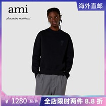 Ami paris 2021 new loving patch cloth cover head long sleeve sweater men and women beating bottom loose round collar jacket