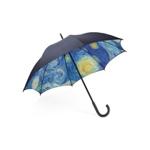 Starry Night Umbrella Van High Stars Night Straight Shank Telescopic Clear Umbrella American MoMA