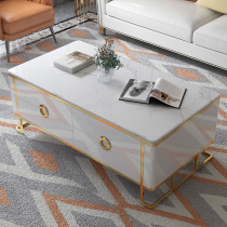 Post-modern simple light luxury tea table small apartment living room coffee table TV cabinet combination stainless steel marble tea table table