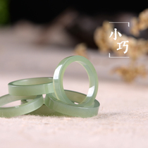Yurun Yifen Hetian Jade Ring Russian Jasper Duck Egg Green Ring Ping Ring Peace Ring Men and Women Natural Jade