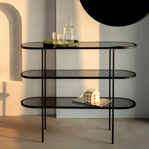 NASO simple and practical glass shelf Nordic Wrought iron metal living room bedroom multi-layer storage rack