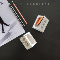 Cement building pen with terrazzo business card frame paper town stationery Nordic original gift shop tour decoration