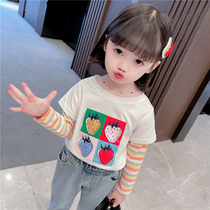 Girls long sleeve T-shirt spring and autumn 2021 new childrens T-shirt 6 years old 2 loose 1 cotton 3 baby 5 autumn coat