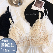 Small crowdretro Lace Triangle Cup without steel ring Deep V Small breasts Slim Fit bra comfortable lingerie Milk Hood Sexy Q