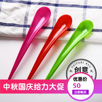 Drop Spoon Creative Color Plastic Long Handle Ice Cream Spoon Disposable Ice Cream Scoop Spoon Cute Little Spoon