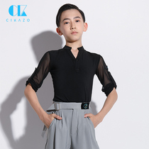 Boy Latin dance standout blouses handsome gentlemans new little boy boy dance training performance T-shirt