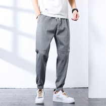 Cang Shi Yishi Tide brand loose jeans men 2021 summer New embroidery Joker Haren pants casual ankle-length pants