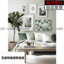 Nordic modern minimalist green leaf fruits and vegetables small frescoed combined decoration painting picture-core electronic picture material