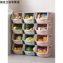 Can be superimposed hollow plastic storage basket kitchen vegetable storage basket basket desktop toy snack basket storage basket