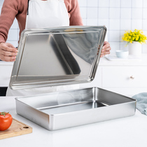 Tiramisu tray baked cake utensil container stainless steel rectangular square plate skewered incense plate with lid baking tray