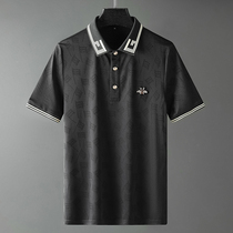 High-end polo shirt mens short sleeve summer tide fashion light luxury T-shirt mulberry silk jacquard embroidery mens body shirt