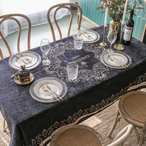 ins Nordic light luxury retro tablecloth fabric flannel waterproof tablecloth Household rectangular dining table cloth Coffee table cloth pad