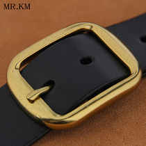 MR KM Whole Head Layer Bull Leather Pure Copper Buckle Matching Denim Style Strap Mens Belt Tide Durable