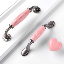American ceramic long handle powder red system princess girl childrens house shell handle cabinet door drawers single-hole door handle