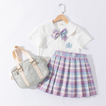 jk uniform dress genuine suit complete set of girls summer short skirts children short sleeves shirts primary school kids spring dress pleats