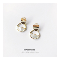 G S Shell Memory Method Advanced Sensational Round Fritillary Ear nail minimalist Temperament Hollowed-out Shell Earrings Earrings